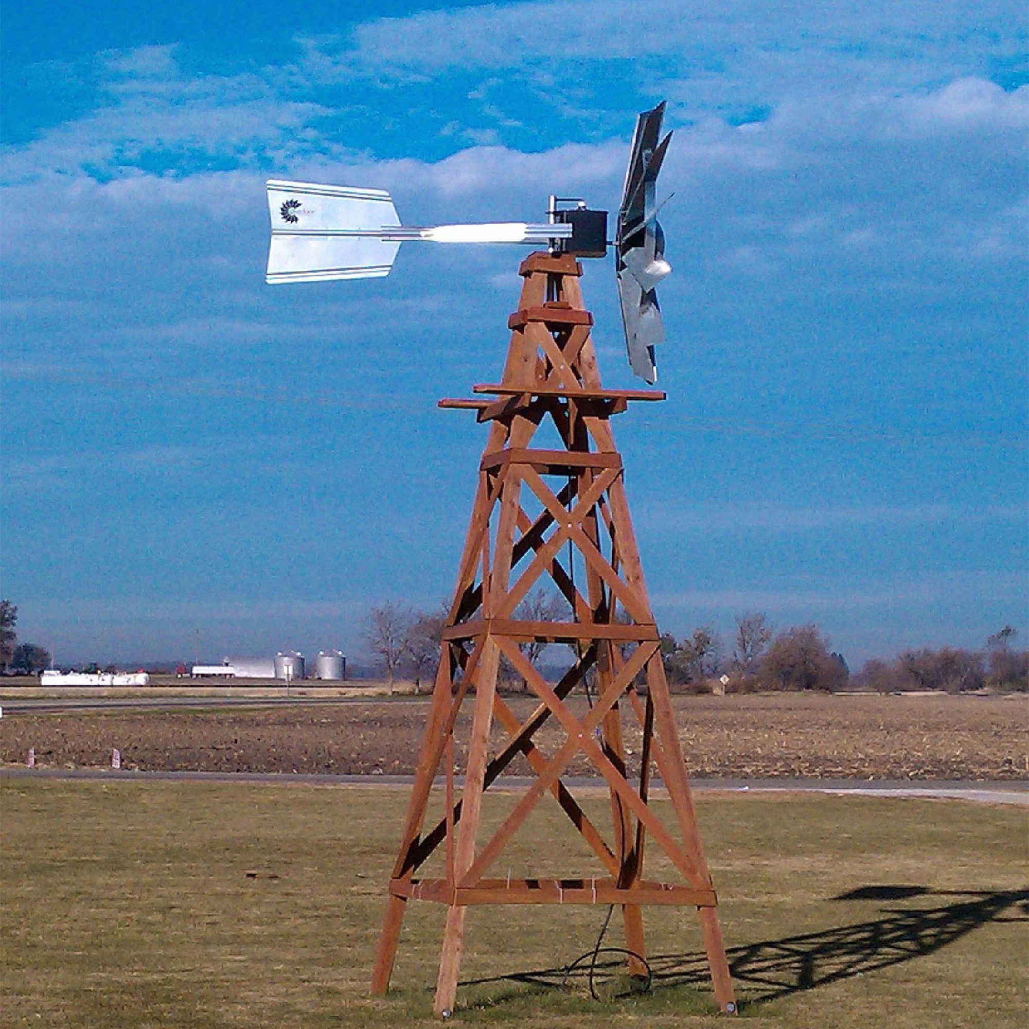 Outdoor Water Solutions Aeration Windmill System, 19ft. Tall, Deluxe Cedar-Colored Wood, Model# WTW0112